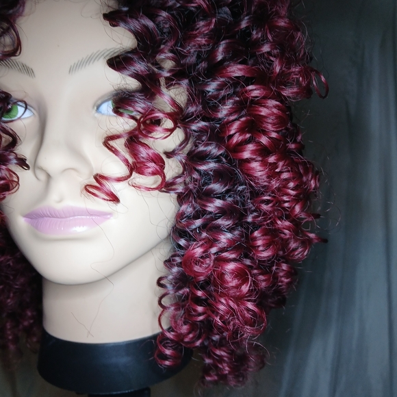 Black Wine Ombre Curly Wig - Picture 3 of 5